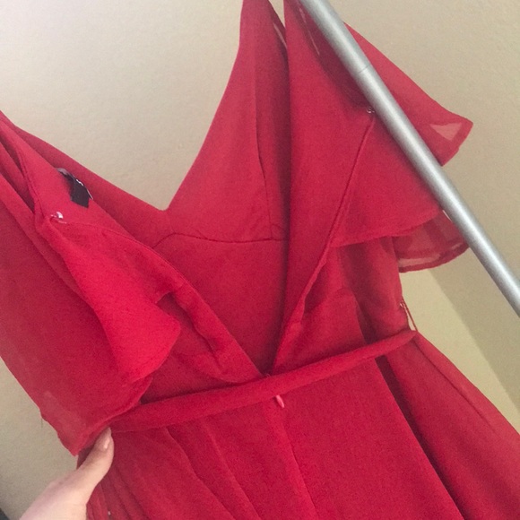 Red Off The Shoulder Dress - Picture 4 of 4